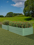 2 Pcs 8x4x2 ft Galvanized Metal Raised Garden Bed Deep Root Planter Box for Vegetables Flowers Herbs Heavy-Duty Outdoor Raised Garden Bed Kit with Gardening Gloves &amp Wrench