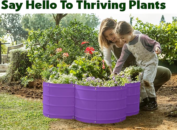 Plant &amp Plot Galvanized Raised Garden Beds Outdoor // 3×3×1 ft Planter Raised Beds for Gardening Vegetables Flowers // Large Metal Garden Box (Purple) // Patented Tool-Free Design