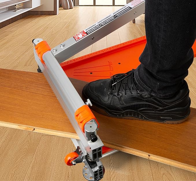 13 Pro.Floor Cutter-No DustNo NoiseNo Electricity. Multi-Angle Cuts for LaminateVinylWood &amp MorePro. ALU Long Leverage HandleLonglife HSS BladeSafe &amp Easy to Use! Orange &amp Wheeled