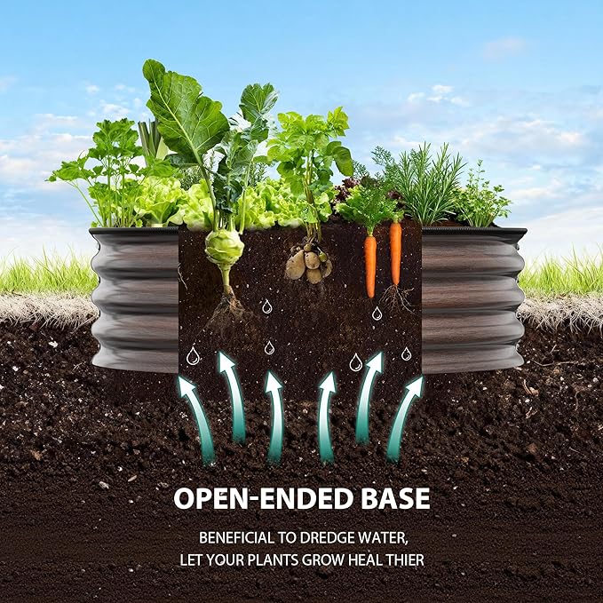 Round Raised Garden Bed 3PCS 2 x 1ft Galvanized Raised Boxes with Rust Corrosion Protection Easy Assembly Safe Edge Metal Garden Bed Kit for Planting Vegetables Fruits Flowers Wood