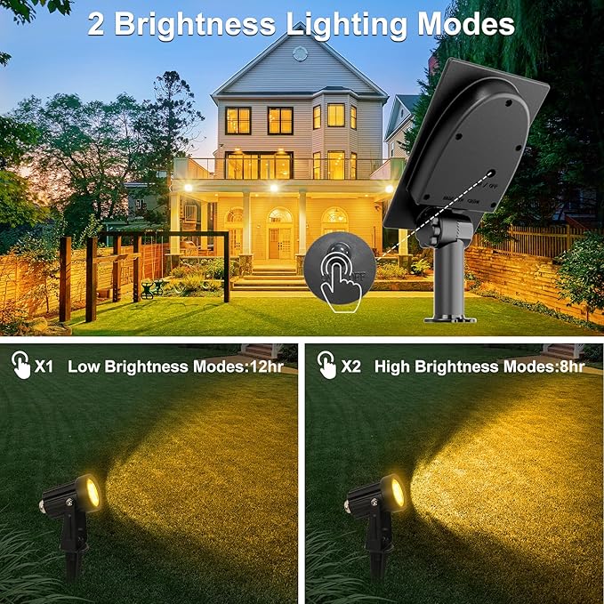 Solar Spot Lights Outdoor Solar Landscape Spotlights IP65 Waterproof 9.8ft CableAuto On/Off Outdoor Wall Lights for Garden Yard Driveway Porch Walkway Pool (3000K Warm White+6000K White)