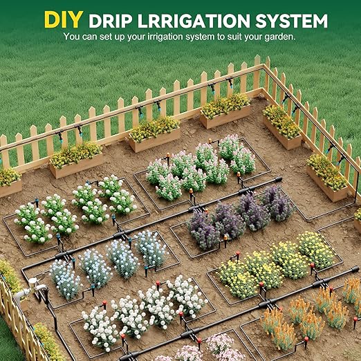 Drip Irrigation System for Garden 2026-Upgraded Quick Connect Garden Watering Kit All-in-One with 1/2 inch 1/4 inch Irrigation Tubing for Garden Lawn Greenhouse Raised Beds (126FT)