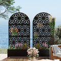 Casaphoria 72x35 Metal Raised Garden Bed with Trellis(2 Pack) Outdoor Planter Box with Wheels &amp Drainage Holes for Climbing Plants Flowers Elevated Garden Kit with Privacy Screen Black-Star
