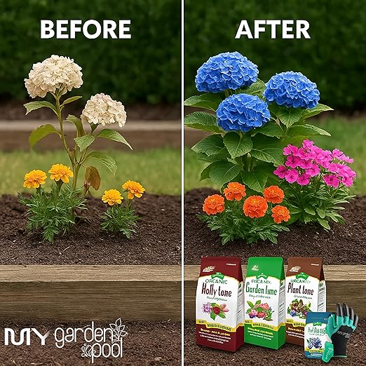 MYGP Organic Fertilizer Bundle – 5×4 lb: Garden Holly Plant Lime &amp Acidifier – with My Garden Pool Claw Gloves &amp Soil pH Test Strips – Complete Soil Nutrition and pH Balancing Kit for Garde