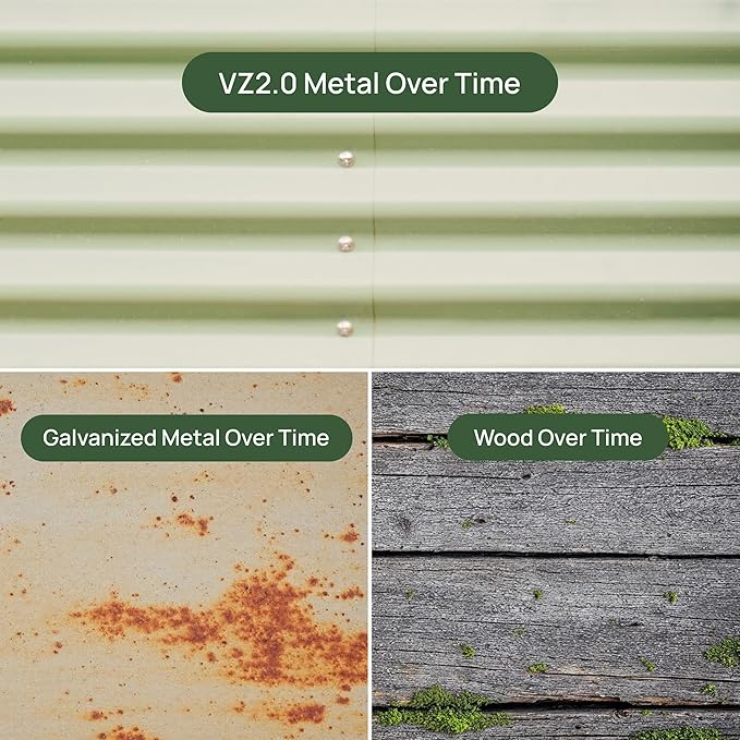 Vego garden Aluzinc Raised Garden Bed Kits 17 Tall 6 in 1 Modular Metal Raised Planter Bed for Vegetables Flowers Patio Ground Planter Box Terra Cotta