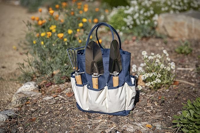 Picnic TIME Star Wars Mandalorian Grogu Garden Bag with Tool Set Garden Tool Organizer Bag Gardening Tools Gifts for Women and Men (Navy Blue with Beige Accents)