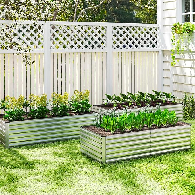 8x4x2 ft Raised Garden Bed Large Metal Planter Raised Beds Planters for Outdoor Plants for Vegetables Flowers Herbs Fruits and Succulents.