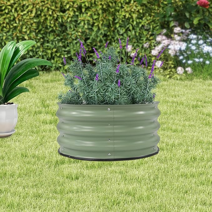 Galvanized Raised Garden Bed Kit 23.62×11.02in Planter Raised Garden Boxes Outdoor Oval Large Metal Raised Garden Beds for Vegetables Fruits Flowers Beds Outdoor