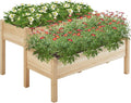 Yaheetech 47x41x30in Wooden Raised Garden Bed Horticulture Outdoor 2 Tiers Elevated Planter Grow Box for Herb with Legs &amp Drainage Holes