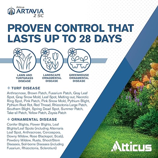 Atticus Artavia 2 SC Azoxystrobin Fungicide (1 GAL) - Fungus Control for Lawns and Landscapes - Anthracnose Brown Patch Leaf Spot Rhizoctonia