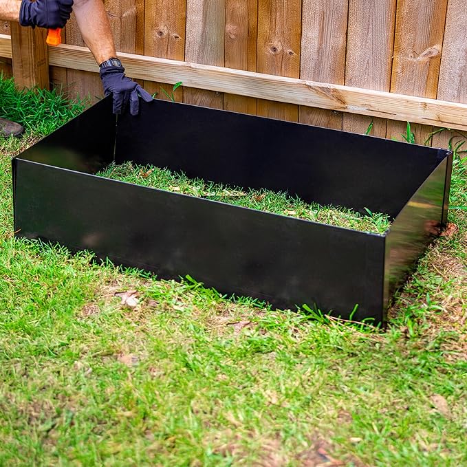 14 in. Tall x 2 ft x 4 ft Metal Raised Garden Bed Kit – Durable Steel Garden Box with Serrated Edging Outdoor Raised Bed for Vegetables Herbs &amp Flowers Made in USA by Tie Down