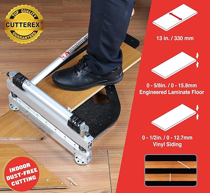 13 Laminate Floor Cutter Vinyl Floor Cutter - Meet Multi-Angle/Length Cutting A Flooring Tool also Cuts-Engineered Wood Floor LVP VCT SPC WPC Long Life HSS Blade Mounted!