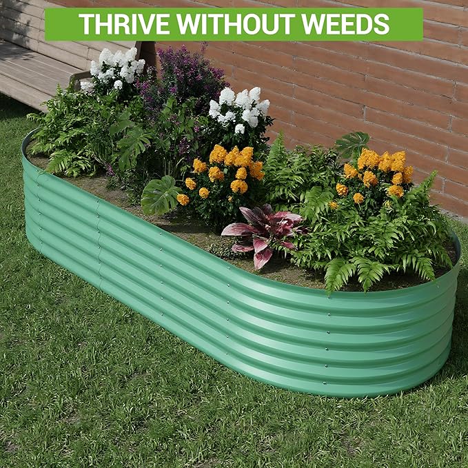 Garvee 8×4×1.5 Ft Galvanized Raised Garden Bed - Rustproof Metal Planter Box for Vegetables Herbs Flowers Outdoor Tall Gardening Kit (Multiple Sizes)