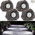 Solar Rock Lights Outdoor Garden Waterproof - Super Bright LED Solar Spotlights Solar Powered Landscape Path Decorative Garden Stone Lights for Pathway Walkway Yard Patio (4 Pack)