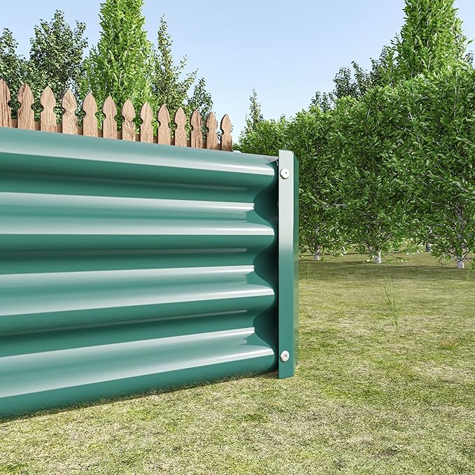 Raised Garden Bed Kit - Metal Raised Bed Garden 7.6x3.7x0.98ft for Flower Planters Vegetables Herb (Green)