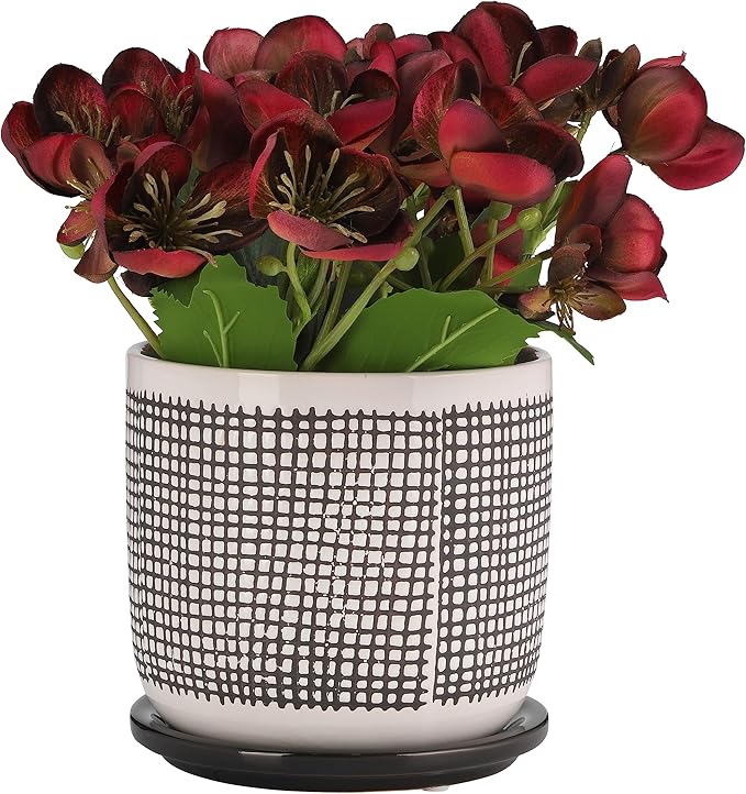 Generic 6 MESH Design Planter W Saucer Gray