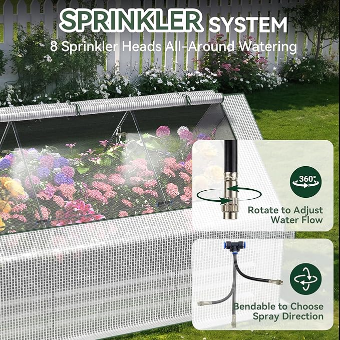 Raised Garden Bed with Self-Watering System 8x4x1 ft Elevated Planter Boxes Outdoor with PE Cover Galvanized Raised Beds for GardeningVegetablesFlowers Backyard Patio