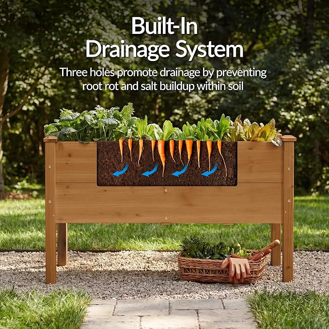 Best Choice Products 48 x 24 x 30 Raised Garden Bed with Extra Deep 16 Depth Elevated Wood Planter Box Stand for Backyard Patio Balcony Natural Fir Wood - Acorn Brown