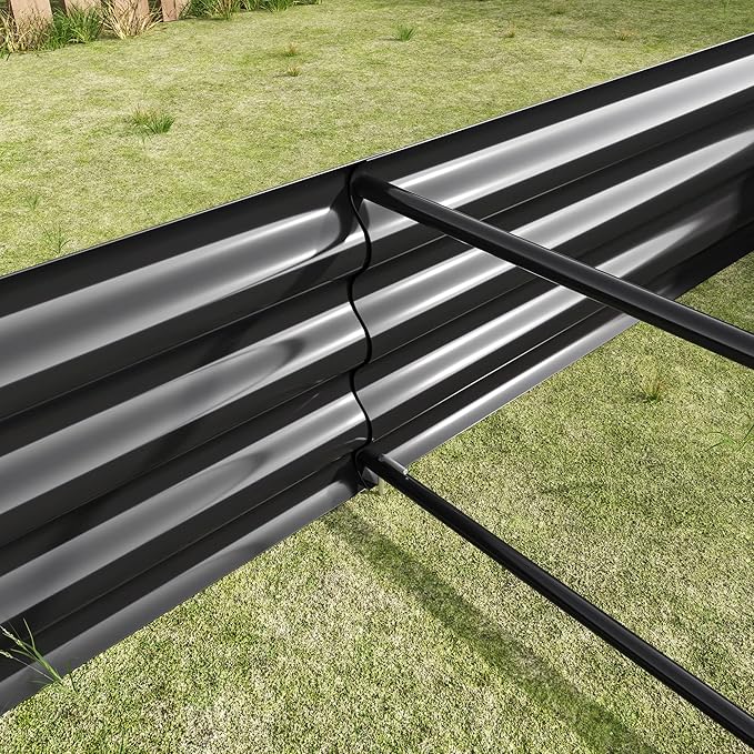 Raised Garden Bed Outdoor 6×3×1ft Metal Raised Rectangle Planter Beds for Plants Vegetables and Flowers Black