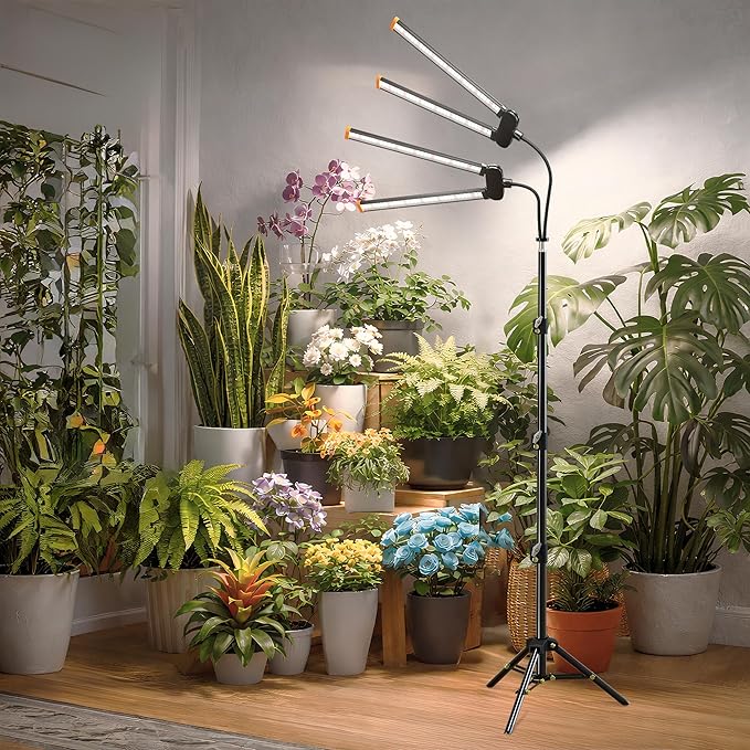61'' Grow Light Floor Lamp6000K White Full Spectrum Growing Light for Indoor Tall Large PlantsHalf or Full Brightness Dimmable &amp Auto TimerAdjustable Height 17-61