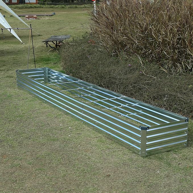 12x2x1ft(2 Pack) Galvanized Raised Garden BedOutdoor Planter Box Metal Patio Kit Planting Bed for Vegetables Flowers HerbSilver