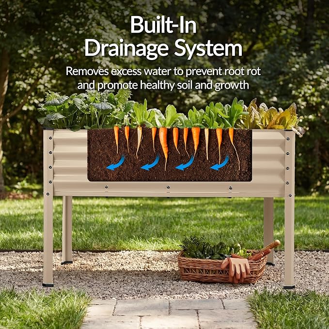 Best Choice Products 48x24x30in Galvanized Raised Garden Bed Metal Elevated Planter Box Vegetable Garden for Backyard Patio Balcony - Beige