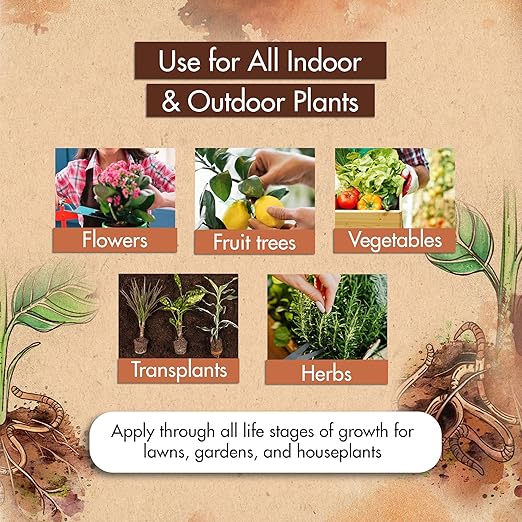 Worm Castings for Plants Earthworm Casting Organic Fertilizer Bokashi Booster Worm Tea Made from Compost Worms Liquified &amp Concentrated Vermicompost for Soil Fertility &amp Bountiful Harvest