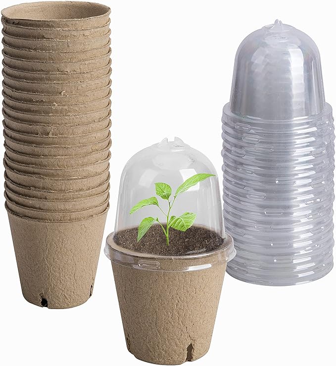 EBaokuup 20pcs Biodegradable Pots with Humidity Dome3 Plant Nursery Pots with Humidity DomeSeed Starter Pots Biodegradable Peat Pots for SeedlingsVegetables
