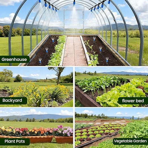 Drip Irrigation Kit Quick Connect Garden Watering System for Lawn Raised Bed Greenhouse Automatic Sprinkler Parts with 16FT 1/2 Main Pipe + 79FT 1/4 Tubing
