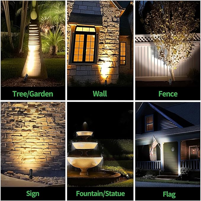 Black LED Outdoor Spotlights Durable Low Voltage Landscape Lighting Aluminum Waterproof Uplights for House Garden Lawn with 5W MR16 Bulb 4000K 10 Pack