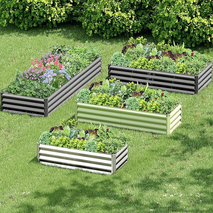 2PCS 6x3x1FT Galvanized Raised Garden Bed Galvanized Planter Raised Garden Boxes Outdoor Large Metal Raised Garden Beds for Vegetables-Green