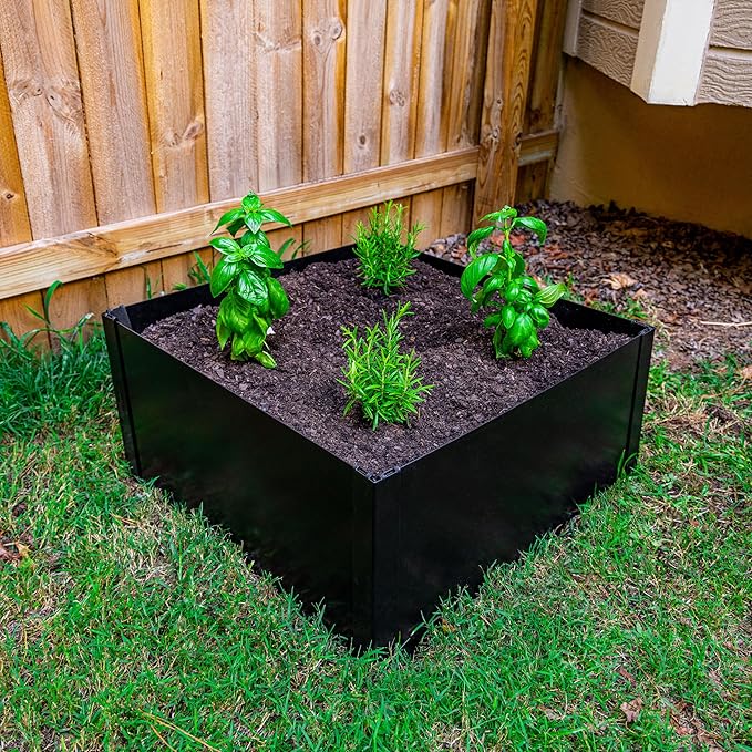 14 in. Tall x 2 ft x 2 ft Metal Raised Garden Bed Kit – Steel Garden Box with Serrated Ground Edging Rust-Resistant Planter for Vegetables Flowers &amp Herbs Made in USA by Tie Down