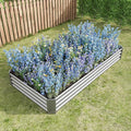 Raised Garden Bed Kit 7.6x3.7x0.98ft Large Metal Raised Planter Box for Vegetables Flowers Herbs Succulents Open Bottom Garden Box Silver
