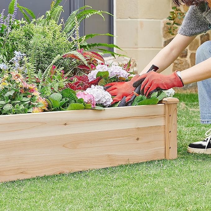 Yaheetech 8×4ft Wooden Horticulture Raised Garden Bed Divisible Elevated Planting Planter Box for Flowers/Vegetables/Herbs in Backyard/Patio Outdoor Natural Wood 93 x 48 x 10in
