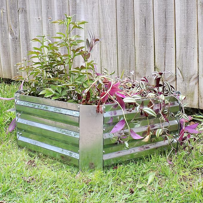 Sunnydaze 11.75 H Raised Metal Garden Bed - Galvanized Raised Garden Bed Outdoor for Vegetables and Flowers - Silver - Square
