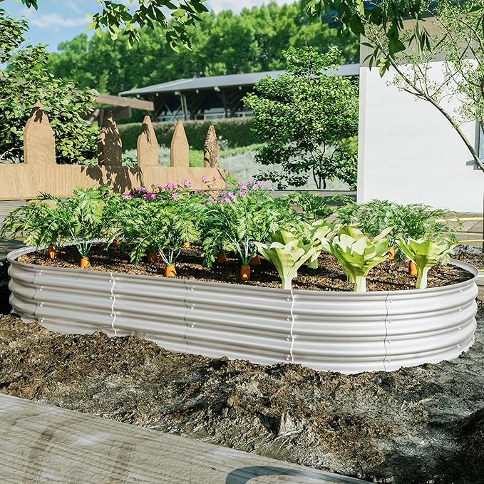 2Pcs 8x4x1ft Adjustable Galvanized Raised Garden BedsPlanter BoxesPlanter Raised Beds: Rust-Resistant Open-Bottom Quick Setup for Veggies Flowers &amp Herbs