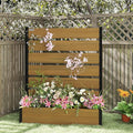 Vertical Screen Planter Bed - Raised Garden Box with Trellis for Climbing Plants Durable Privacy Fence Planter for Outdoor Patio Deck Aluminum Frame Brown