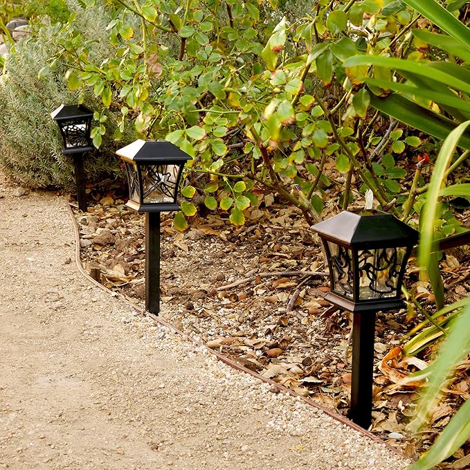 Alpine Corporation Solar-Powered Nature Inspired Pathway Lights 3-Piece