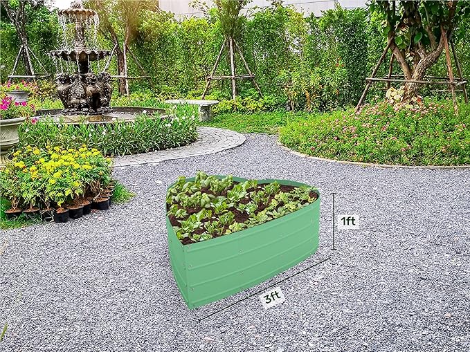 Plant &amp Plot Galvanized Raised Garden Beds Outdoor // Planter Raised Beds for Gardening Vegetables Flowers // Large Metal Garden Box (Light Green) // Tool-Free Assembly