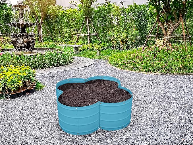 Plant &amp Plot Galvanized Raised Garden Beds Outdoor // 3×3×1 ft Planter Raised Beds for Gardening Vegetables Flowers // Large Metal Garden Box (Teal) // Patented Tool-Free Design
