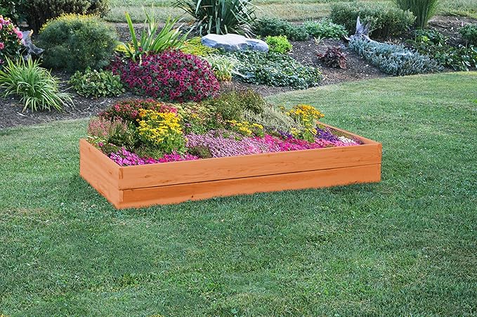 DutchCrafters Red Cedar Wood Raised Vegetable Garden Bed - Amish Made in USA (11 Double Raised Bed Cedar Stain)