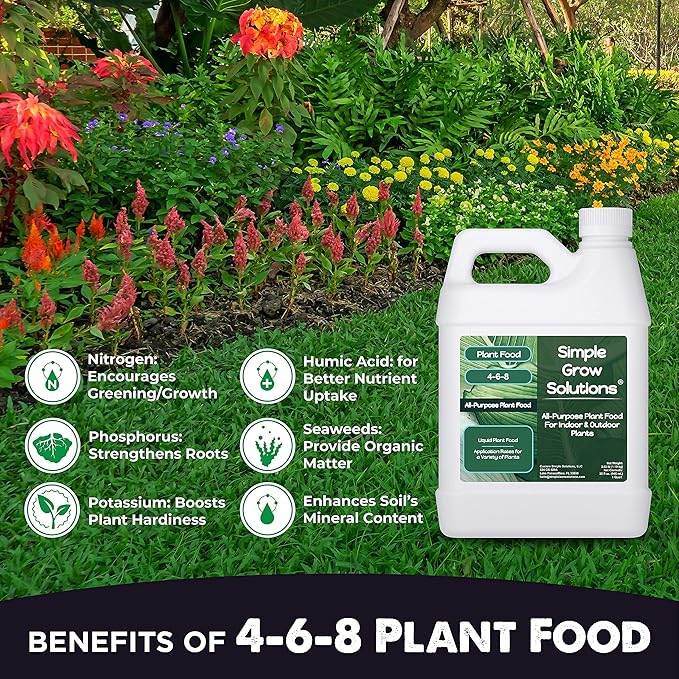 4-6-8 All Purpose Plant Food 32 Ounce + Soil Hume Seaweed Humic Acid 32 Ounce + Micro Booster Micronutrients 32 Ounce + Root Hume Humic Acid 32 Ounce- Indoor Plant &amp Outdoor Garden Bundle
