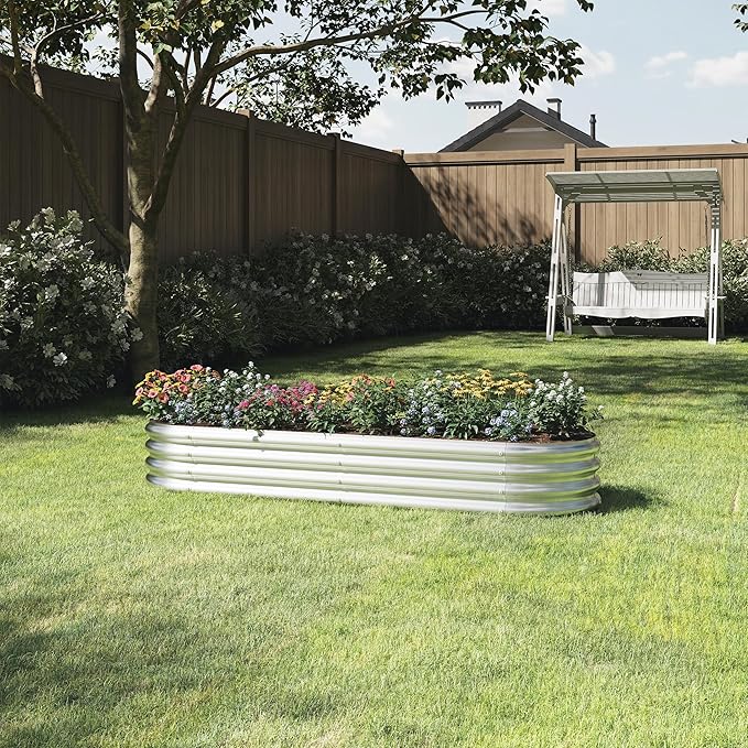 Galvanized Raised Garden Bed - 82x35x11in Planter Box with Open Bottom and Anti-Rust Coating - Easy-to-Assemble Elevated Flower Bed by Pure Garden