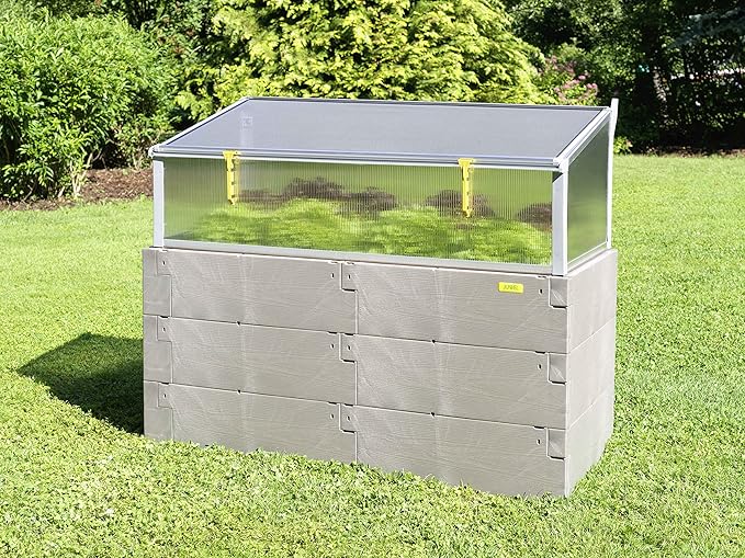 Exaco Juwel Kombi Dual Function Raised Bed &amp Cold Frame Gray Twin