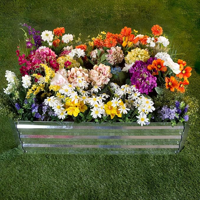 Pure Garden Galvanized Raised Garden Bed - 14.25” L x 13.5” W x 5.5” H Raised Garden Beds Outdoor Square Planter Box Kit for Flowers Vegetables Fruits or Herbs - Raised Bed Garden Planters