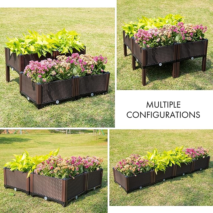 D'vine Dev Raised Beds - Elevated Garden Box with Drainage Plug Standing Planter Beds for Vegetable/Flower/Herb Gardening Kit RGB-4