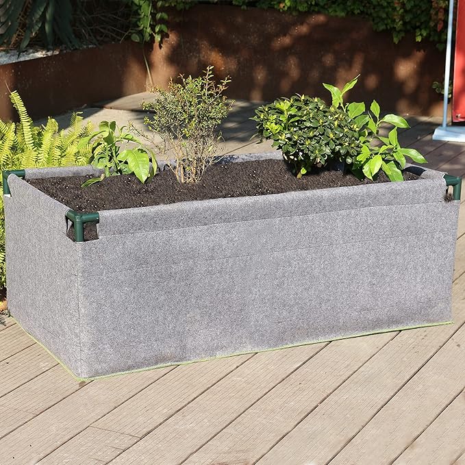Gardzen Raised Grow Bed with PVC Frame - 47.2x23.5x16.9 Breathable Planter Raised Bed No-Till Design Includes Pipes &amp Connectors Air-Pruning for Healthier Plants