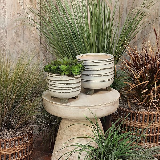 S2 Ceramic 68 Footed Planter White