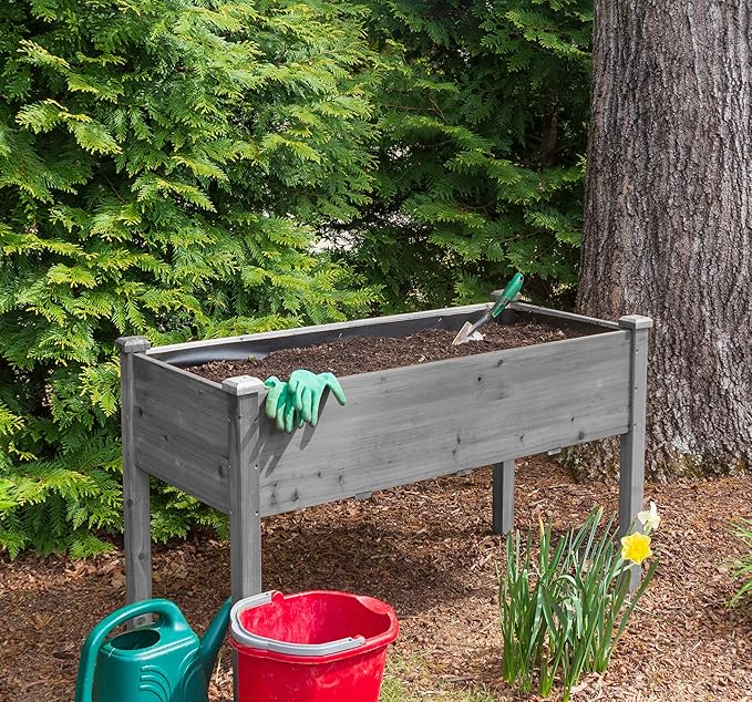 48x24x30 inch Raised Garden Bed with Legs Elevated Wooden Planter Box for Outdoor Plants Flowers Fruits Vegetable Herb Growing