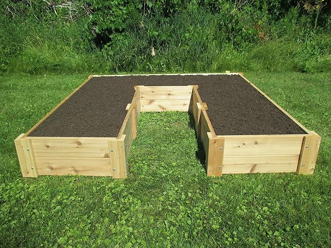 U-Shaped Cedar Raised Garden Bed 6 ft x 6 ft - Made in USA Long-Lasting 1 Thick North American Cedar That is Smooth on All 4 Sides